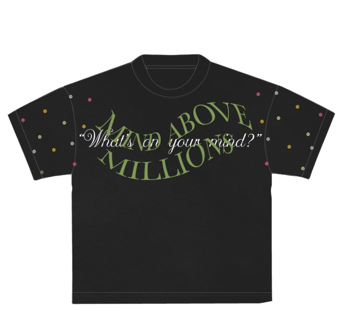 “what’s on your mind?” Boxy Rhinestone Tee